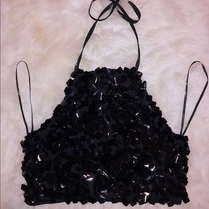 New Years Black Confetti Halter Top  Forever 21